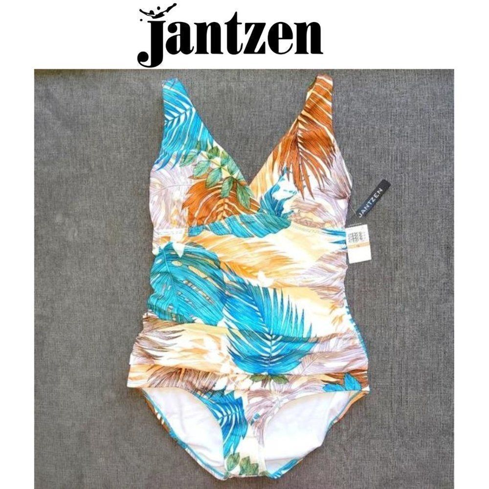 🆕️Jantzen Printed Palms of Paradise Women's Surplus One-Piece Swimsuit S…